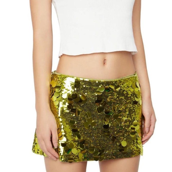 Danielle Guizio Low Rise Paillette Skirt